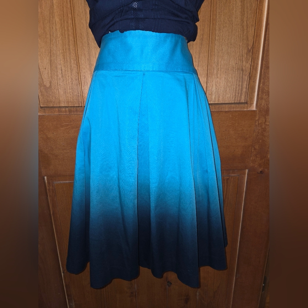 Express Teal and Navy Ombre‎ A-Line Skirt